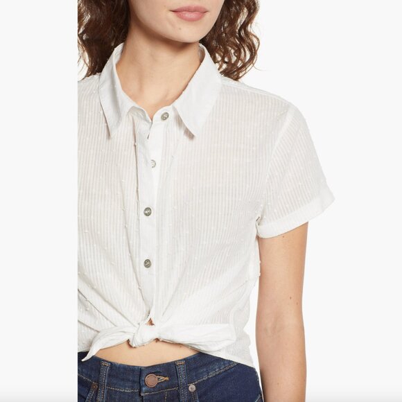 BP. White Button-Up Shirt cropped medium - Picture 10 of 11